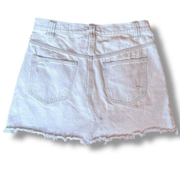 Free People Womens Sidecar Mini Skirt Sz 28 Blue Light Wash Denim Distressed - Picture 5 of 7
